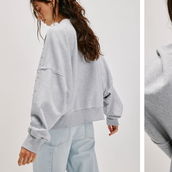 Free People Gaia Studded Sweatshirt, XS - Picture 2 of 5